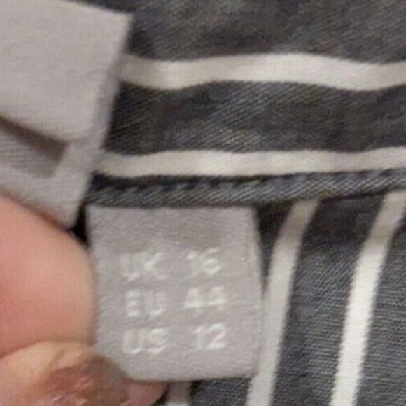 Asos Poplin Grey and White Striped Swing Shirt Dress Sz 12 Preppy Soft Girl - Picture 2 of 8